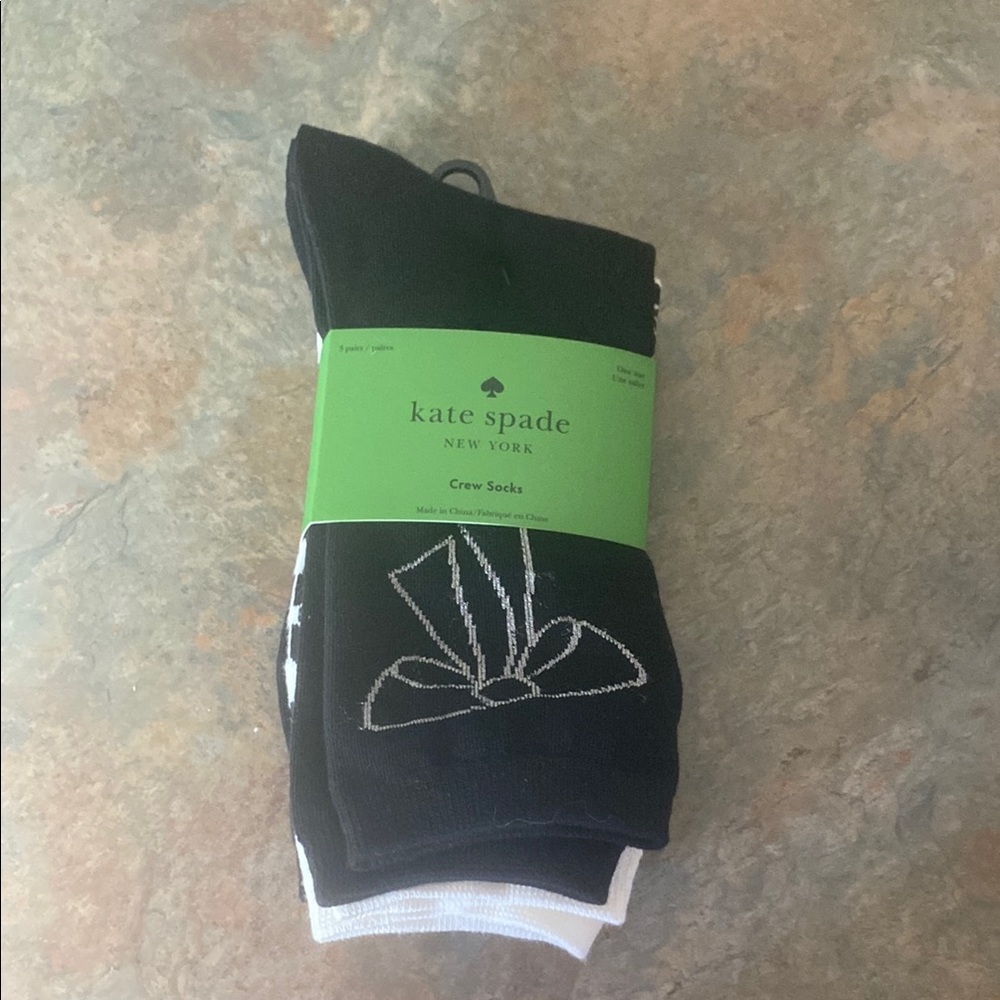 Kate Spade Black and White Crew Socks 3 Pack NWOT - Picture 1 of 3